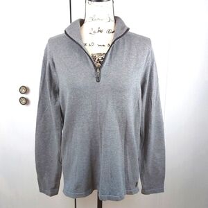 Michael Kors- Neutral gray Soft knit warm Quarter Zip Sweater Elbow Patches Sz.M